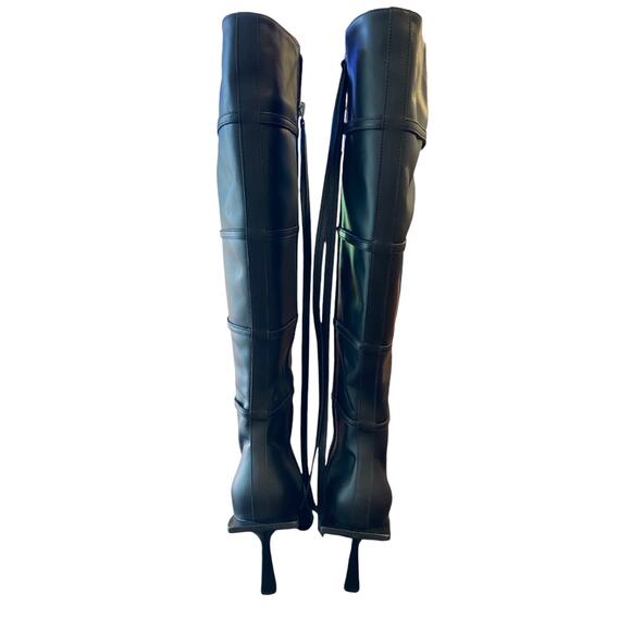 God Save Queens Rendezvous Embellished Boots Knee High Pointed Toe Black Sz EU39 - Picture 11 of 16